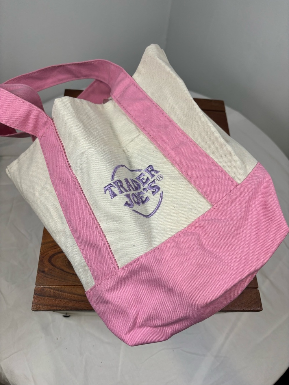 Trader Joe’s Pink Canvas Mini Tote Bag | Reusable Lunch Market Bag